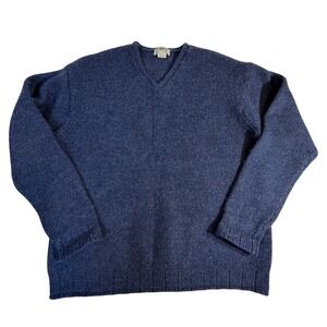J. Crew Wool Sweater – XL-Tall Blue V-Neck Knit Pullover READ